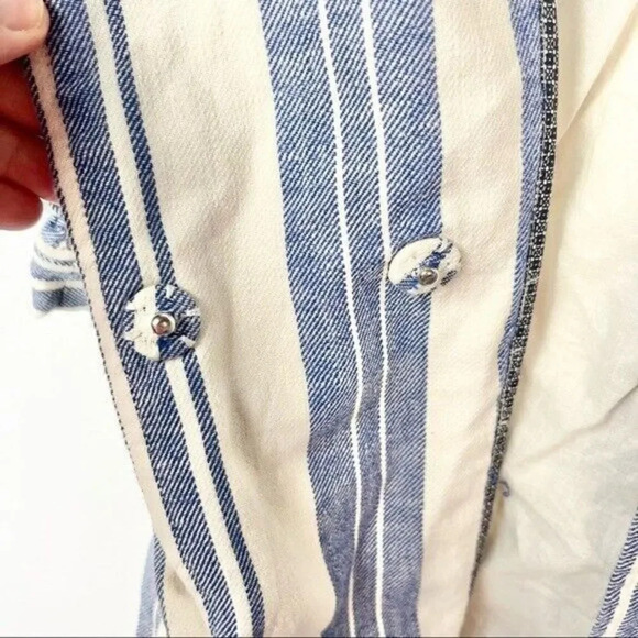 Anthropologie Elevenses North Channel Blue Stripe Linen Coat S - Picture 4 of 7